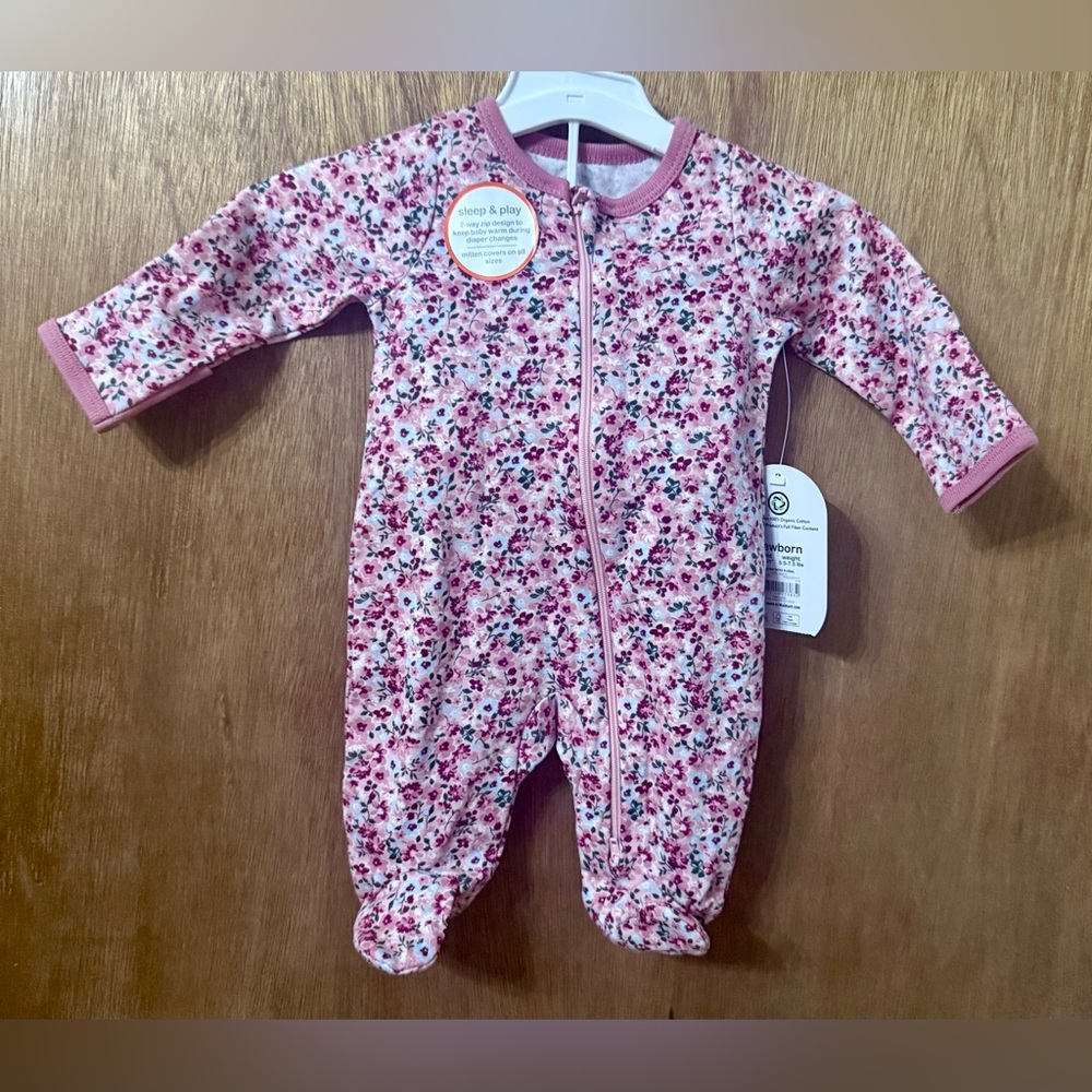 100% Organic Floral Pink Baby One Piece